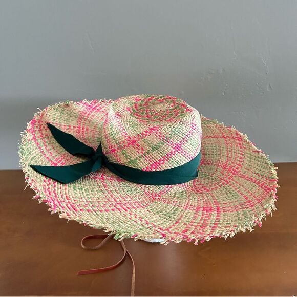 Sensi Studio Women\'s Pareado Frayed Extra Long Brim Panama Hat In Pine Pink main image 10